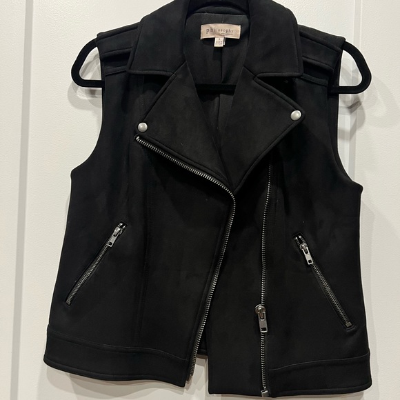 Philosophy Vegan Suede Moto Vest - Black - Picture 3 of 8